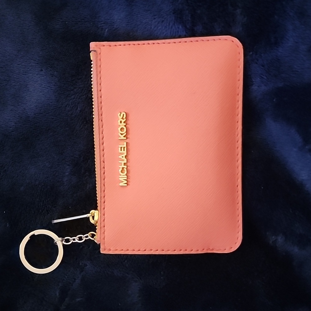 Michael Kors Saffiano Leather Jet Set Travel  Zip Top Pouch  ID Holder